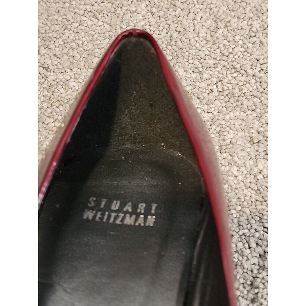 Stuart Weiztman Cranberry Red Patent Leather Stud… - image 8